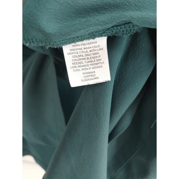 Sejour Blouse Top Plus 20W Keyhole Pleated‎ Button Neck Long Sleeve Casual Green - Picture 5 of 8